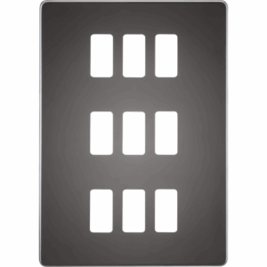 Grid Wiring Accessories - Knightsbridge Black Nickel Screwless 9G grid faceplate (GDSF009BN)