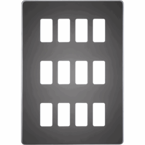 Grid Wiring Accessories - Knightsbridge Black Nickel Screwless 12G grid faceplate (GDSF012BN)