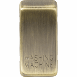 Grid Wiring Accessories - Knightsbridge Antique Brass Switch cover marked WASHING MACHINE (GDWASHAB)