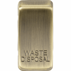 Grid Wiring Accessories - Knightsbridge Antique Brass Switch cover marked WASTE DISPOSAL (GDWASTEAB)