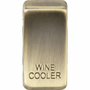 Grid Wiring Accessories - Knightsbridge Antique Brass Switch cover marked WINE COOLER (GDWINEAB)