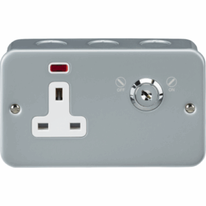 Metal Clad Range - Knightsbridge Silver/Grey 13A DP Lockable Socket with Neon (M9LOCKN)