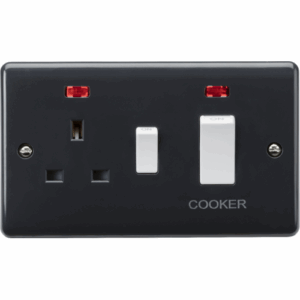 Knightsbridge Anthracite 45A DP Switch with 13A Socket with Neons [Part M Compliant]