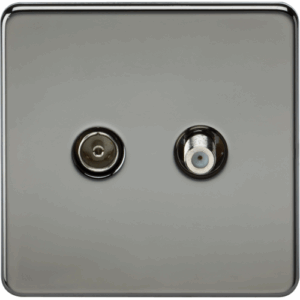 ML Accessories - Knightsbridge Black Nickel TV & SAT TV Outlet (Isolated) (SF0140BN)