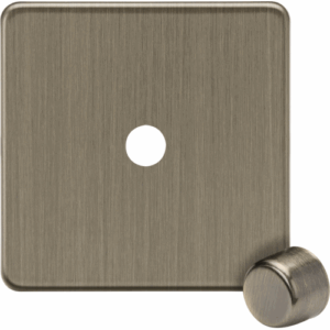 Knightsbridge Screwless Antique Brass 1G Dimmer Plate with Matching Metal Dimmer Cap