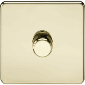 ML Accessories - Knightsbridge Screwless Polished Brass 1G 2-way 10-200W (5-150W LED) Intelligent dimmer (SF2191PB)