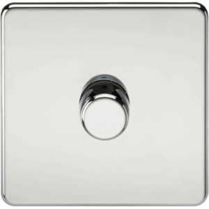 ML Accessories - Knightsbridge Screwless Polished Chrome 1G 2-way 10-200W (5-150W LED) Intelligent dimmer (SF2191PC)