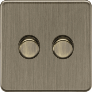 ML Accessories - Knightsbridge Screwless Antique Brass 2G 2-way 10-200W (5-150W LED) Intelligent dimmer (SF2192AB)