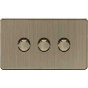 ML Accessories - Knightsbridge Screwless Antique Brass 3G 2-way 10-200W (5-150W LED) Intelligent dimmer (SF2193AB)