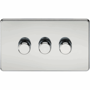 ML Accessories - Knightsbridge Screwless Polished Chrome 3G 2-way 10-200W (5-150W LED) Intelligent dimmer (SF2193PC)