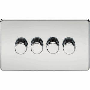 ML Accessories - Knightsbridge Screwless Polished Chrome 4G 2-way 10-200W (5-150W LED) Intelligent dimmer (SF2194PC)
