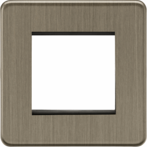 Euro Modular Range - Knightsbridge Screwless Antique Brass 2G Modular Faceplate (SF2GAB)