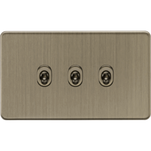 ML Accessories - Knightsbridge Screwless Antique Brass 10AX 3G 2-way Toggle Switch (SF3TOGAB)