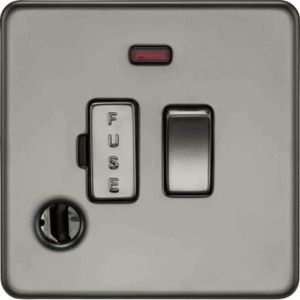 ML Accessories - Knightsbridge Black Nickel 13A Switched Fused Spur with Neon and Flex Outlet (SF6300FBN)