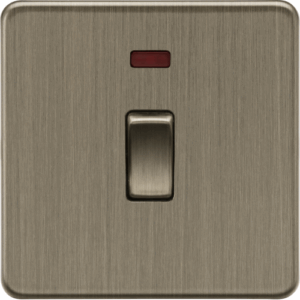 ML Accessories - Knightsbridge Screwless Antique Brass 20A 1G DP Switch with Neon (SF8341NAB)