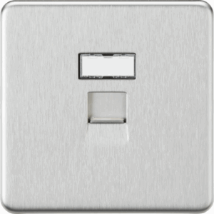 ML Accessories - Knightsbridge Screwless Brushed Chrome UTP CAT6a RJ45 Network Outlet (SFC6BC)