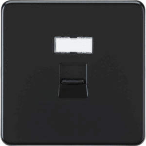 ML Accessories - Knightsbridge Screwless Matt Black UTP CAT6a RJ45 Network Outlet (SFC6MB)