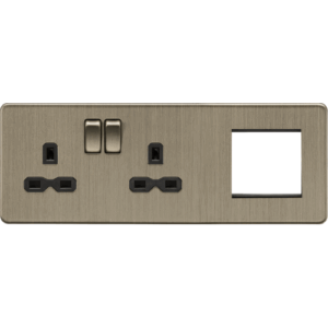 ML Accessories - Knightsbridge Screwless Antique Brass 13A 2G DP Socket + 2G Modular Combination Plate (SFR192LAB)