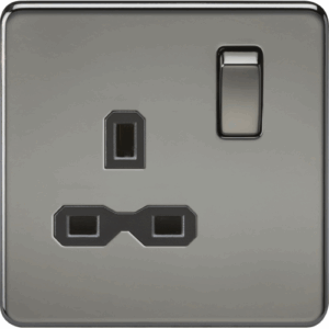 ML Accessories - Knightsbridge Black Nickel 13A 1G DP Switched Socket with Insert (SFR7000BN)