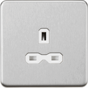 ML Accessories - Knightsbridge Screwless Brushed Chrome 13A 1G Unswitched Socket White Insert (SFR7000UBCW)