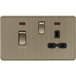 ML Accessories - Knightsbridge Antique Brass 45A DP switch and 13A switched socket with neons (SFR83MNAB)