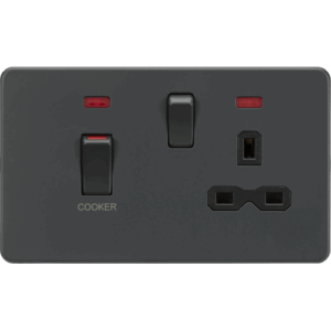 ML Accessories - Knightsbridge Anthracite 45A DP Switch & 13A Socket with Neons (SFR83MNAT)