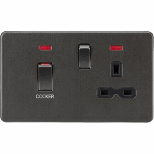 ML Accessories - Knightsbridge Smoked Bronze 45A DP Switch & 13A Socket with Neons with Insert (SFR83MNSB)