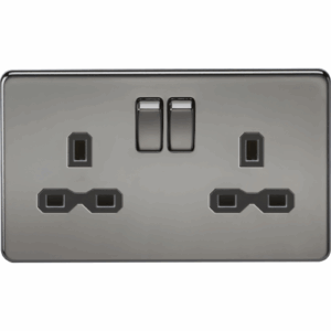 ML Accessories - Knightsbridge Black Nickel 13A 2G DP Switched Socket with Twin Earths with Insert (SFR9000BN)