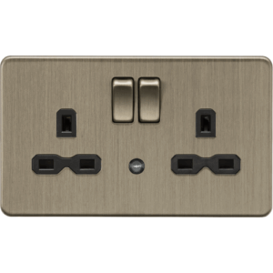 ML Accessories - Knightsbridge Antique Brass 13A 2G DP switched socket with night light function (SFR9NLAB)
