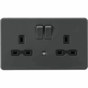 ML Accessories - Knightsbridge Anthracite 13A 2G DP Switched Socket with Photocell Nightlight Function with Insert (SFR9NLAT)