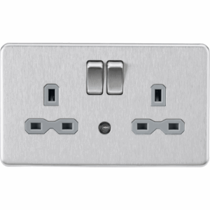 ML Accessories - Knightsbridge Brushed Chrome 13A 2G DP Switched Socket with Photocell Nightlight Function with Insert (SFR9NLBCG)