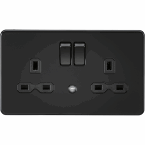 ML Accessories - Knightsbridge Matt Black 13A 2G DP Switched Socket with Photocell Nightlight Function with Insert (SFR9NLMBB)