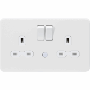 ML Accessories - Knightsbridge Matt White 13A 2G DP Switched Socket with Photocell Nightlight Function with Insert (SFR9NLMW)