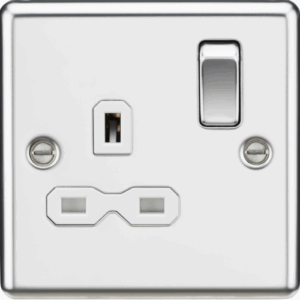 ML Accessories - Knightsbridge Polished Chrome 13A 1G DP Switched Socket White Insert (CL7PCW)