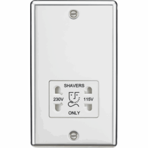 ML Accessories - Knightsbridge Polished Chrome 115/230V Dual Voltage Shaver Socket White Insert (CL89PCW)