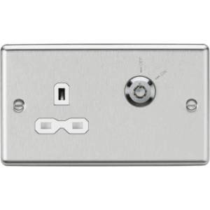 ML Accessories - Knightsbridge Brushed Chrome 13A DP Key Lockable Socket (2G Plate) with Insert (CL9LOCKBCW)