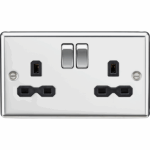 ML Accessories - Knightsbridge Raised Edge Polished Chrome 13A 2G DP Switched Socket with Twin Earths with Insert (CL9PC)