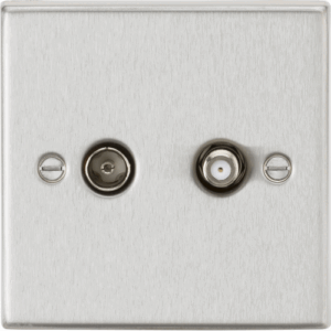 ML Accessories - Knightsbridge Brushed Chrome TV & SAT TV Outlet (isolated) (CS014BC)