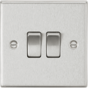 ML Accessories - Knightsbridge Brushed Chrome 10AX 2G 2-way Plate Switch (CS3BC)