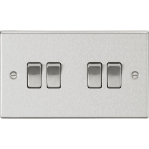 ML Accessories - Knightsbridge Brushed Chrome 10AX 4G 2-way Plate Switch (CS41BC)