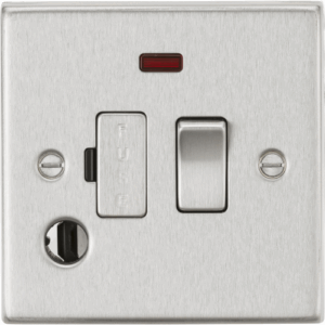 ML Accessories - Knightsbridge Brushed Chrome 13A Switched Fused Spur Unit with Neon & Flex Outlet (CS63FBC)