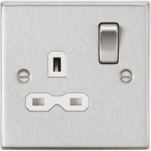 ML Accessories - Knightsbridge Raised Edge Brushed Chrome 13A 1G DP Switched Socket White Insert (CS7BCW)