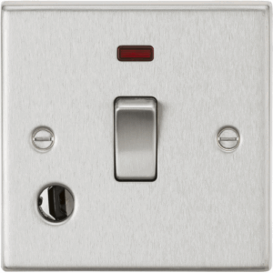 ML Accessories - Knightsbridge Brushed Chrome 20A 1G DP Switch with Neon & Flex Outlet (CS834FBC)