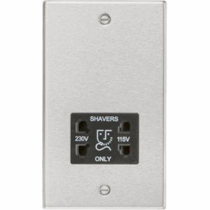 ML Accessories - Knightsbridge Brushed Chrome 115/230V Dual Voltage Shaver Socket with Insert (CS89BC)