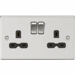 ML Accessories - Knightsbridge Brushed Chrome 13A 2G DP Switched Socket with Twin Earths with Insert (CS9BC)
