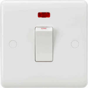ML Accessories - Knightsbridge White Curved Edge 45A DP Switch with Neon (1G size) Rocker (CU8331NW)