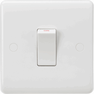 ML Accessories - Knightsbridge White Curved Edge 45A DP Switch (1G size) Rocker (CU8331W)