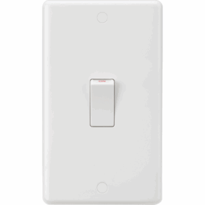 ML Accessories - Knightsbridge White Curved Edge 45A DP Switch (2G size) Rocker (CU8332W)