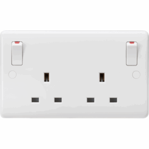 ML Accessories - Knightsbridge White Curved Edge 13A 2G DP Switched Socket with Twin Earths and Outboard Rockers (CU9001)