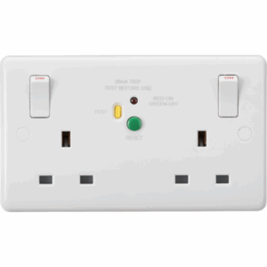 Curved Edge - Knightsbridge White 13A 2G DP RCD Switched Socket 30mA (Type A) (CU9RCD)